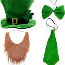 CreepyParty St. Patrick's Day Party Costume Suit Hat, Bow, Bow Tie, Beard, Scarf (Hat, Beard, Tie, Bow tie)