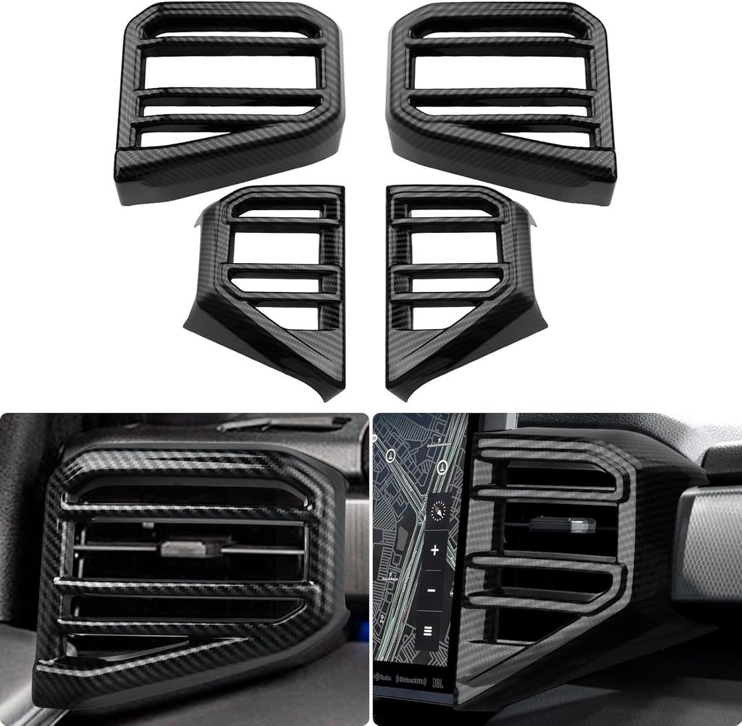 INTGET 4PCS Car Side Dashboard AC Outlet Vent Cover for 2022 2023 2024 2025 Toyota Tundra Accessories Carbon Fiber Center Console Air Vent Trim for Toyota Sequoia Accessories 2023 2024 2025