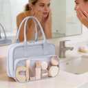 Toiletry Bag with Clear Window,Lightweight Travel Makeup Organizer with Handle,Ita Bag Style for Cosmetics & Pins