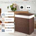 OIAHOMY Laundry Hamper with Lid, 110L(29.1 Gal) Large Wicker Laundry Basket for Bedroom, Handwoven Paper Rope Clothes Hamper with Washable Liner & Metal Frame, Decorative organizer for Bathroom Brown