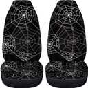 Black Spider Web Car Seat Covers for Front Seats,Halloween Decor for Cars Universal Fit Automotive Seat Cushion Protector Accessory