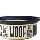 PetRageous 17001 Eat Drink Repeat Two-Tone Stoneware Dishwasher Safe Dog Bowl 4-Cup 8.18-Inch Diameter 3-Inch Tall for Medium and Large Dogs and Cats, Off-White, (Pack of 1)