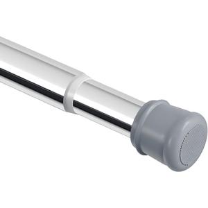 No Sectional Assembly Tension Curtain Rod 56-104 Inch, 1" Diameter Spring Long Adjustable Shower Curtain Rods for Bathroom Windows Closet No Drilling No Rust, Silver