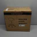 KKTONER Rolling Saddle Stool PU Leather Swivel Adjustable Rolling Stool with Wheels Salon Chair White, height: 19.5"-25.8" (Front), 17.7"-24" (Center), 18.3"-24.6" (Back), hold up 300 LB.