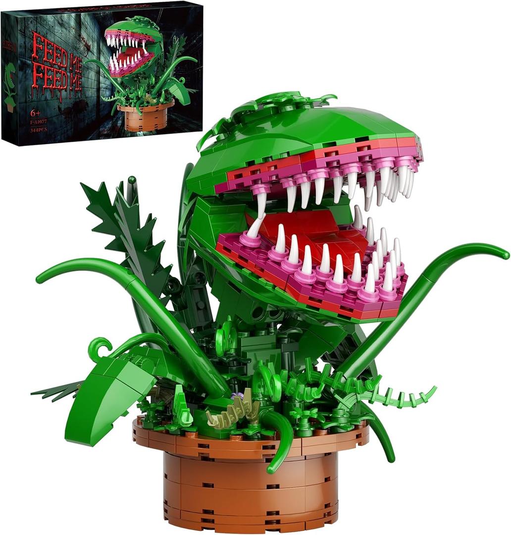 Audrey II Building Block Kit, Cannibal Flower Building Blocks Toys Compatible for Lego, Little Shop of Horrors Cannibal with Openable Mouth Gift for Tv fans Birthday Christmas Halloween (344pcs)
