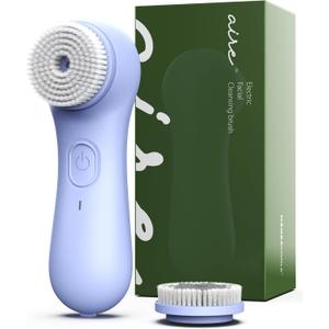 NgraCoola Electric Facial Cleansing Brush  Rechargeable Waterproof Face Scrubber for Women & Men, 2 Brush Heads for Deep Pore Cleansing & Gentle Exfoliation, 3 Speeds, Auto-Timer (Light Blue)
