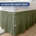 Wrap Around Dust Ruffle Bed Skirt - Sage Green - for Queen Size Beds with 12 Inch Drop - Elastic Strap - Adjustable Pleated Bedskirt with Brushed Fabric and Wrinkle Free - For Women, Men, Kids & Teens
