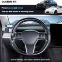 Steering Wheel Cover for Tesla Model 3 (2017-2023) / Model Y (2020-2024),Anti-Slip,Comfortable Grip, Breathable,Customized for Tesla Model 3/Y Accessories,Matte Black
