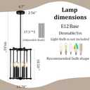 Black Farmhouse Chandelier 6-Light for Dining Room, Kitchen Island & Entryway, Adjustable Metal Cage Light Fixture for Foyer, Living Room, Rustic Industrial Hanging Pendant, E12 Base
