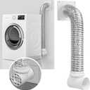 Dryer Vent Hose for Tight Space, 90 Degree Dryer Vent Elbow with Wall Plate, 8ft Hose & Seal Kit  Fits 4" Dryer Ducts, Quick Connect & Disconnect, Space-Saving and Makes Vent Cleaning Easier