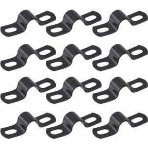 Antrader Pipe Strap Clamp,Reinforced Rigid Pipe Strap 304 Stainless Steel Conduit Clamps,ID 10mm,Black (12Pcs)