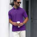 MAGNIVIT Mens Polo Shirts Short Sleeve Athletic Golf Shirts Moisture Wicking 3-Button Casual Cotton Collared Shirt (XL, Purple)