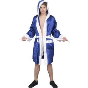 Halloween Costume Boxing Robe with Hood Custom Personalized Cosplay (Blue)