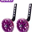 training wheels flash mute wheel bicycle stabiliser mounted Kit compatible for bikes of 12 14 16 18 20 Inch 1 Pair (Purple)
