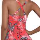 Womens Underwire Tankini Top Only Sexy V Neck Swimsuit Top for Big Busted Tummy Control Bathing Suits (Red, L)
