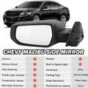 Driver Side View Mirror Compatible with Chevy Malibu 2016 2017 2018 2019 2020 2021 2022 Non Heated Without Signal Light Manual Folding LH