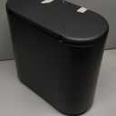 Black Slim Rectangular Plastic Trash Can with Press Type Lid,12 Liter / 3.2 Gallon Narrow Trash Bin with Pop-up Lid for Toilet,Bedroom,Bathroom,Office,Kitchen,Powder Room