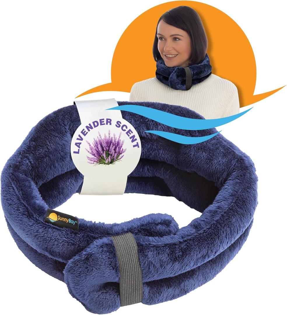 SunnyBay Microwave Heating Pad, Microwavable Heated Neck and Shoulder Wrap with Wide Neck Coverage, Hands-Free Moist Aromatherapy Hot Pack with Lavender, 26x7 Inches, 2.5 lbs, Navy Blue
