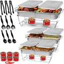 Large Full Size 33-Pcs Disposable Chaffing Buffet with-Covers, Utensils, Fuel Cans – Premium Chafing Dish Set for Events, Parties, Catering