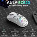Aula SC620 Wireless Gaming Mouse, Tri-Mode 2.4GHz/USB-C/BT5.3 Computer Mouse with 12000 DPI, Programmable Macro Gamer Mouse with Rapid Fire Key, RGB Light White Gaming Mice for PC/Laptop/Mac