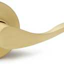 1 Pack Satin Brass Door Handles, Dummy Door Levers, Interior Door Knob Without Key, Closet Door Knobs, Door Handles for Right Side Door, Modern Wave Style