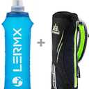 LERMX Quick Grip Chill 17 oz Handheld soft Flask Water Bottle Hydration Pack (17 oz Black)