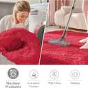 OLANLY Red Round Rugs for Bedroom - Machine Washable, 4 ft Circle Area Rugs for Living Room, Soft and Fluffy Shaggy Carpet for Teen Girls and Boys, Nursery Rooms, Dorms, Home Decor Aesthetic