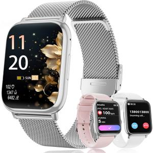 Smart Watches for Women Answer/Make Calls, 1.83" Fitness Tracker Watch with Heart Rate Monitor, 113+ Sport Modes, Pedometer, Sleep Monitor, IP68 Waterproof, Smartwatch for Android/iOS (Silver)