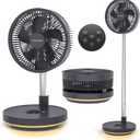 Primevolve Portable Rechargeable Oscillating Fan, Battery Operated Fan Adjustable Height, USB Home Office Outdoor Camping Travel, Dark Gray 10"