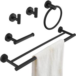 Matte Black Bathroom Hardware Accessories Set 5 pcs Towel Holder Bar Set