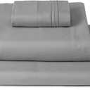 Mellanni Iconic 3-Piece Microfiber Sheet Set (Twin XL, Light Gray) | Double-brushed softness; breathable comfort; 16-in deep pocket; machine washable; OEKO-TEX(R) certified; Lifetime Promise