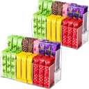 2 Pcs Drink Packet Organizer, 2-Tier Acrylic Drink Packet Organizer for Water Flavor Hydration Powdered Mixes Pantry Cabinet Counterto Kitchen Storage Holder Container