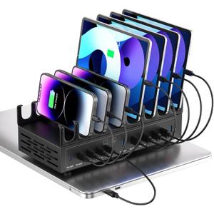 600W Charging Station for Multiple Devices, 12-Port USB C Charging Station with Dual 100W PD PPS, Multi Device Fast Charger Dock for MacBook Pro Laptop, iPhone, iPad, Tablet, Cell Phone