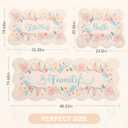 3 Pcs Flowers Kitchen Rug Set, Coquette Room Carpet Decor Bathroom Runner Rugs Soft Floral Bath Mat, Non Skid Romantic Rose Flower Area Rugs for Bath, Bedroom and Living Room