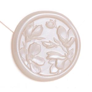 UNIQOOO Wax Seal Stickers - 3D Magnolia Wedding Invitation Envelope Botanical Seal Sticker, 50 Pcs Self- Adhesive Champagne Stickers, Perfect for Invitation, Christmas, Gift Wrapping, Party