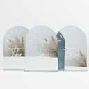 Sliver Arch Wedding Table Numbers 1-10 with Stands, 5x7 Inch Acrylic Arch Sign with White Lettering, Sliver Mirror Acrylic Table Numbers for Wedding Reception