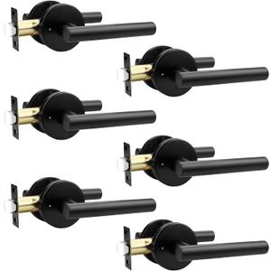 Orger 10 Pack Black Door Handles Interior, Privacy Matte Black Door Handles for Bedroom and Bathroom, Door Levers Reversible for Left & Right, 304 Satinless Steels Keyless Locks for Doors