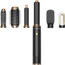 6 in 1 Hair Dryer Brush, Detachable Air Styler, Blow Dryer Brush 3 Heat Settings Frizz-Free Drying, Volumizing, Straightening, Curling for Travel & Home Styling (Pink-Black)