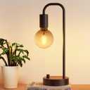 ONEWISH Industrial Table Lamp for Bedroom, Fully Dimmable Modern Bedside Lamps with 2700K Warm Light Bulb for Kids Reading, Minimalist Nightstand Lamps for Living Room, Office (Bulb Included) (Non-USB, Black 1 pack)