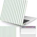 Seorsok Compatible with MacBook Pro 13 inch Case M2 2023,2022,2021-2016 A2338 M1 A2251 A2289 A2159 A1989 A1708 A1706,Cute Striped Plastic Hard Shell Case with Keyboard Cover,Green & White Stripes