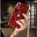 Aikukiki Case for Google Pixel 8 Pro, 2023 (Red) - Diamond Kickstand 3D Handmade Bling Diamond Glitter Phone Case with Rope Strap