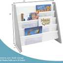 Humble Crew Kids Bookshelf, 4-Tier Front-Facing Book Display Organizer, Montessori Toddler Bookcase for Playroom, Bedroom & Reading Corner, Grey Wood/White, 25"w X 11"d X 24"h