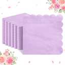 NatNarr 120 Pcs Purple Napkins,Scalloped Mothers Day Paper Napkins Disposable Lavender Cocktail Napkin Lilac Beverage Dessert Napkin for Birthday Wedding Bridal Baby Shower, 5 x 5 Inch