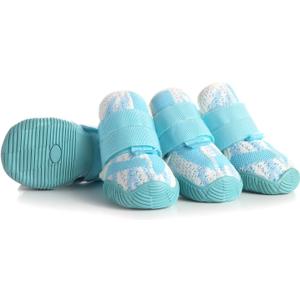 Dog Shoes for Medium Dogs, Anti Slip Senior Dog Boots for Hardwood Floors, Paw Protectors for Hot Pavement & Snow, Breathable Non Slip Dog Booties with Double Straps, Blue Size 6
