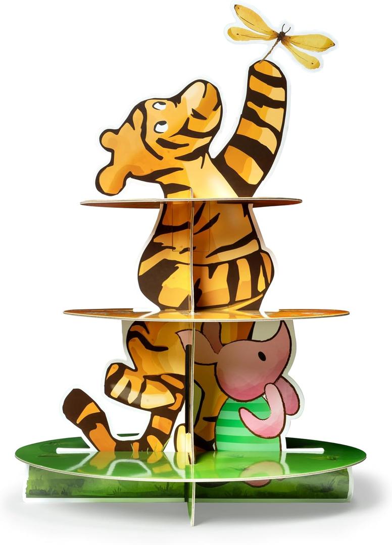 Winnie Themed Cupcake Stand - 3 Tier Winnie Cupcake Stand Holder Cupcake Tower Winnie Cardboard Dessert Holder for Baby Shower Decorations Winnie Cupcake Display Stand for Birthday Party Supply