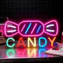 Candy Neon Sign for Wall Decor Candyland Party Decorations, Candy Bar Sign, Store Logo, Birthday Decorations, Candy Light for Candy Shop, Kids' Room, Dimmable USB Powered Colorful 13.7""x7""