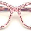 ICARA Women Reader Diamond Reading Glasses for Lady Vintage Crystal Rhinestone Sparkling Eyewear (Pink/White)