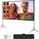 VEVOR Projector Screen with Stand, 120 inch 16:9 4K 1080 HD Outdoor Movie Screen with Stand, Wrinkle-Free Projection Screen with Tripods and Carry Bag, for Home Theater Cinema Backyard Movie Night
