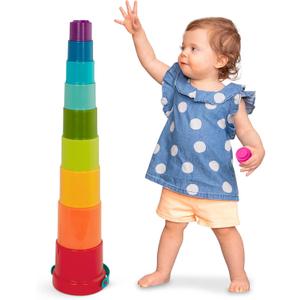Battat Stacking Toy Educational & Dexterity Toy Nesting Cup Playset Water & Beach Toys 18+ Months Stack Up Cups, Medium, 10 Pieces Set