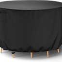Mrrihand Round Patio Furniture Cover - Outdoor Chair Covers Waterproof Heavy Duty 600D Outdoor Table Chair Set Covers Anti-Fading Cover for Outdoor Furniture Set, 62"DIAx28"H, Black